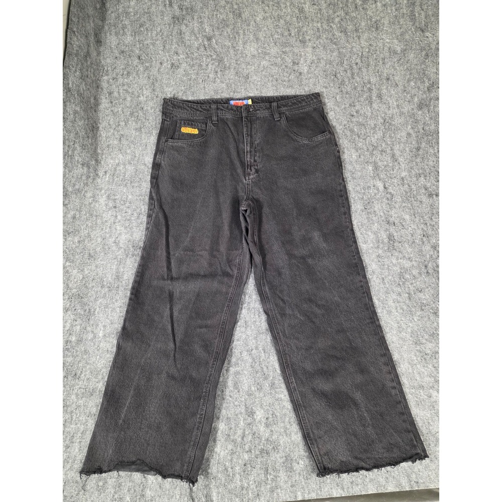 Zumiez Empyre Relax Skate Jeans Mens Washed Black Baggy Wide Leg Raw Hem Denim